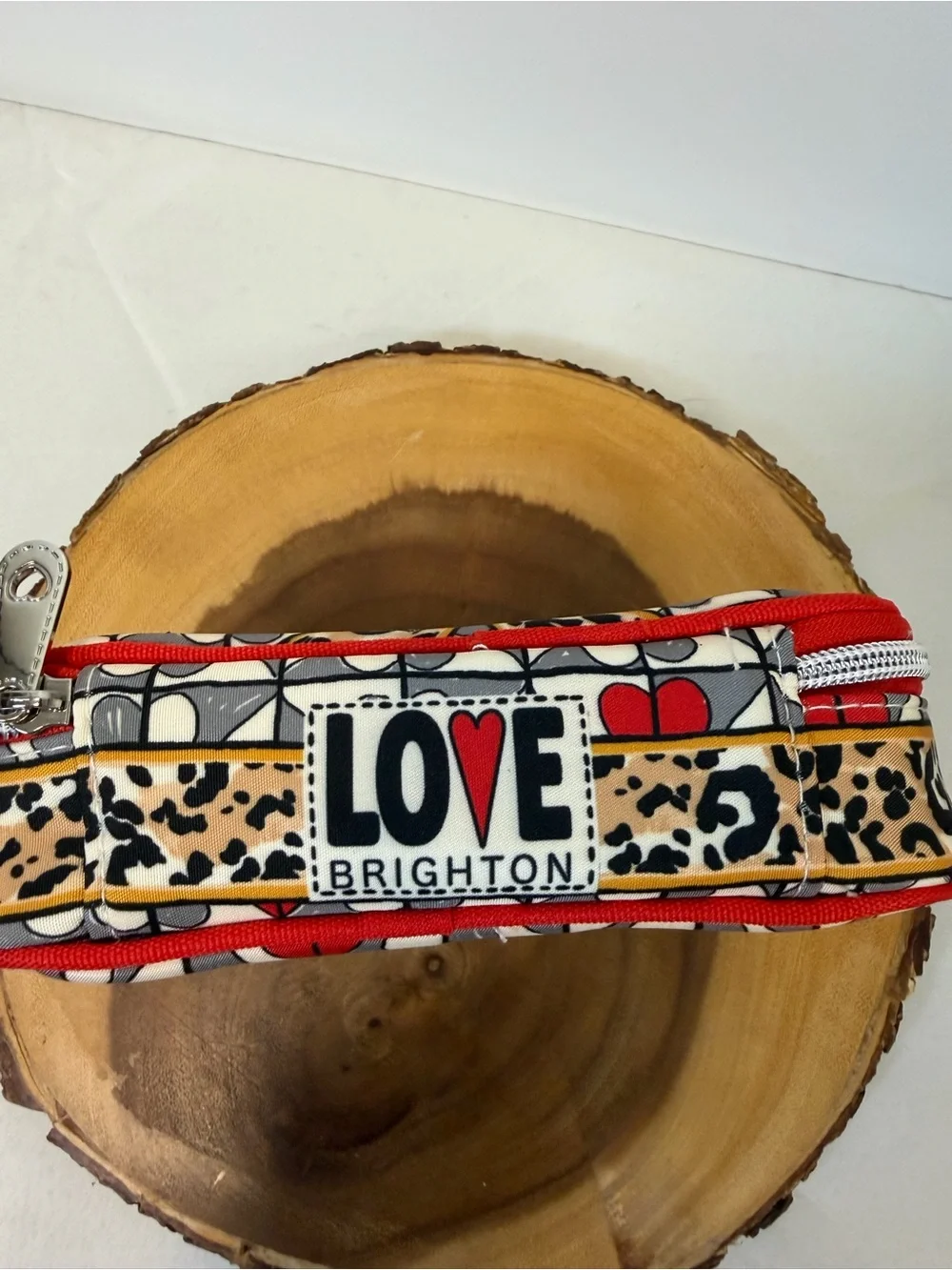 Brighton Wild Love‎ Jewelry Case Leopard Print Bow with a Cat Print Zip Closure